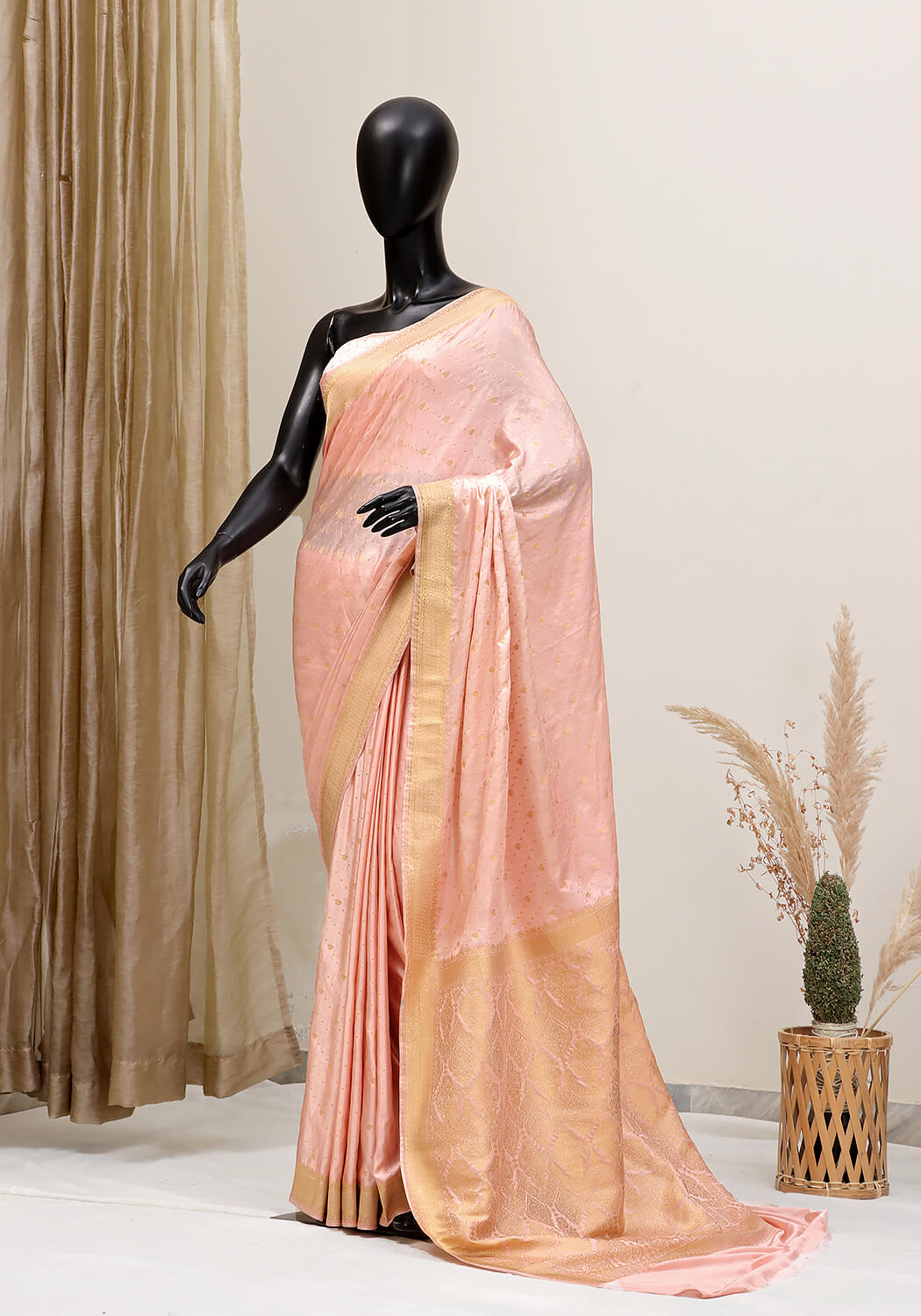 Silk Banarasi Saree - Pink Peach