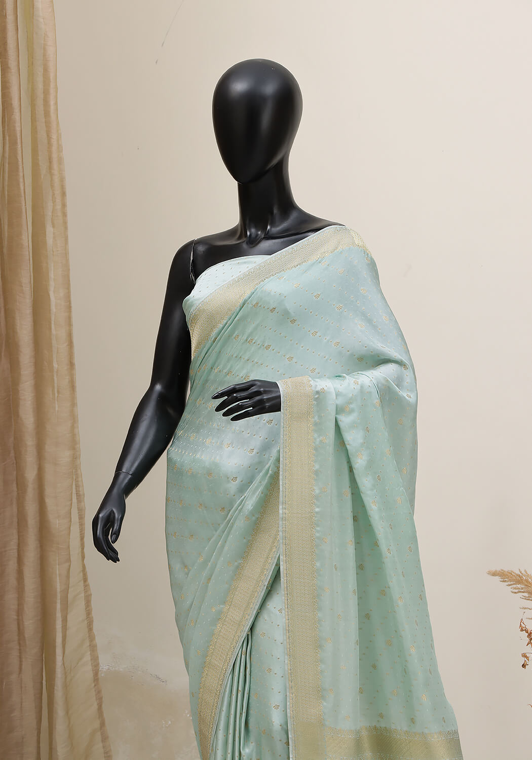 Silk Banarasi Saree - Mint Green