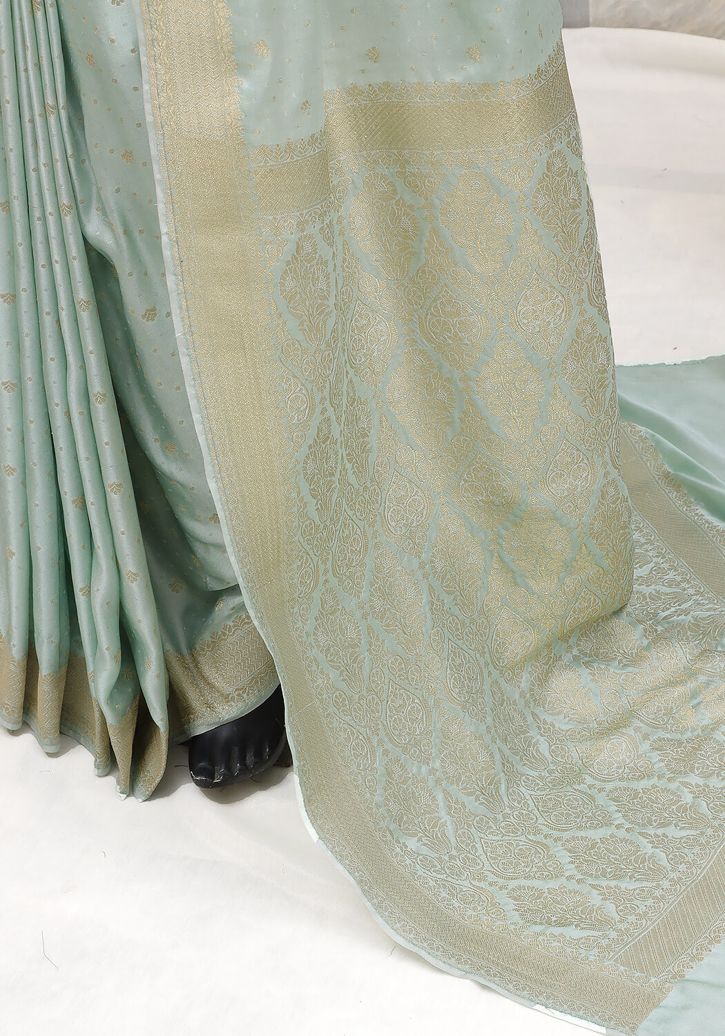 Silk Banarasi Saree - Mint Green