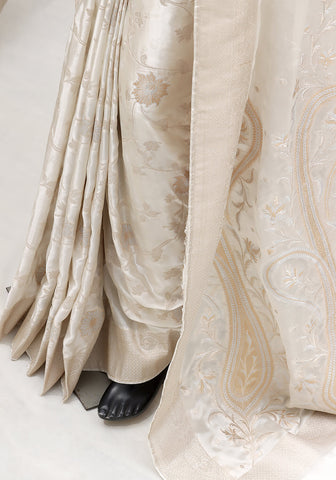Premium Silk Banarasi Saree - Off White
