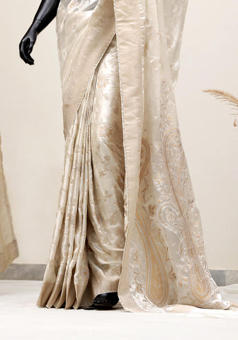 Premium Silk Banarasi Saree - Off White
