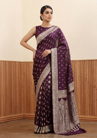 Silk Banarasi Saree - Plum