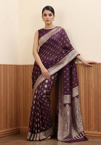 Silk Banarasi Saree - Plum