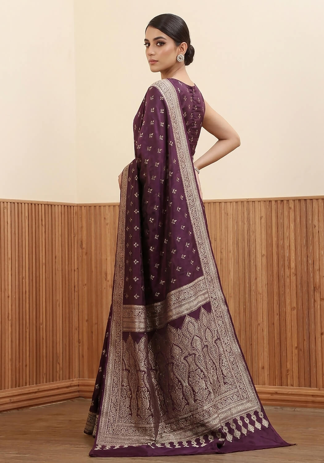 Silk Banarasi Saree - Plum
