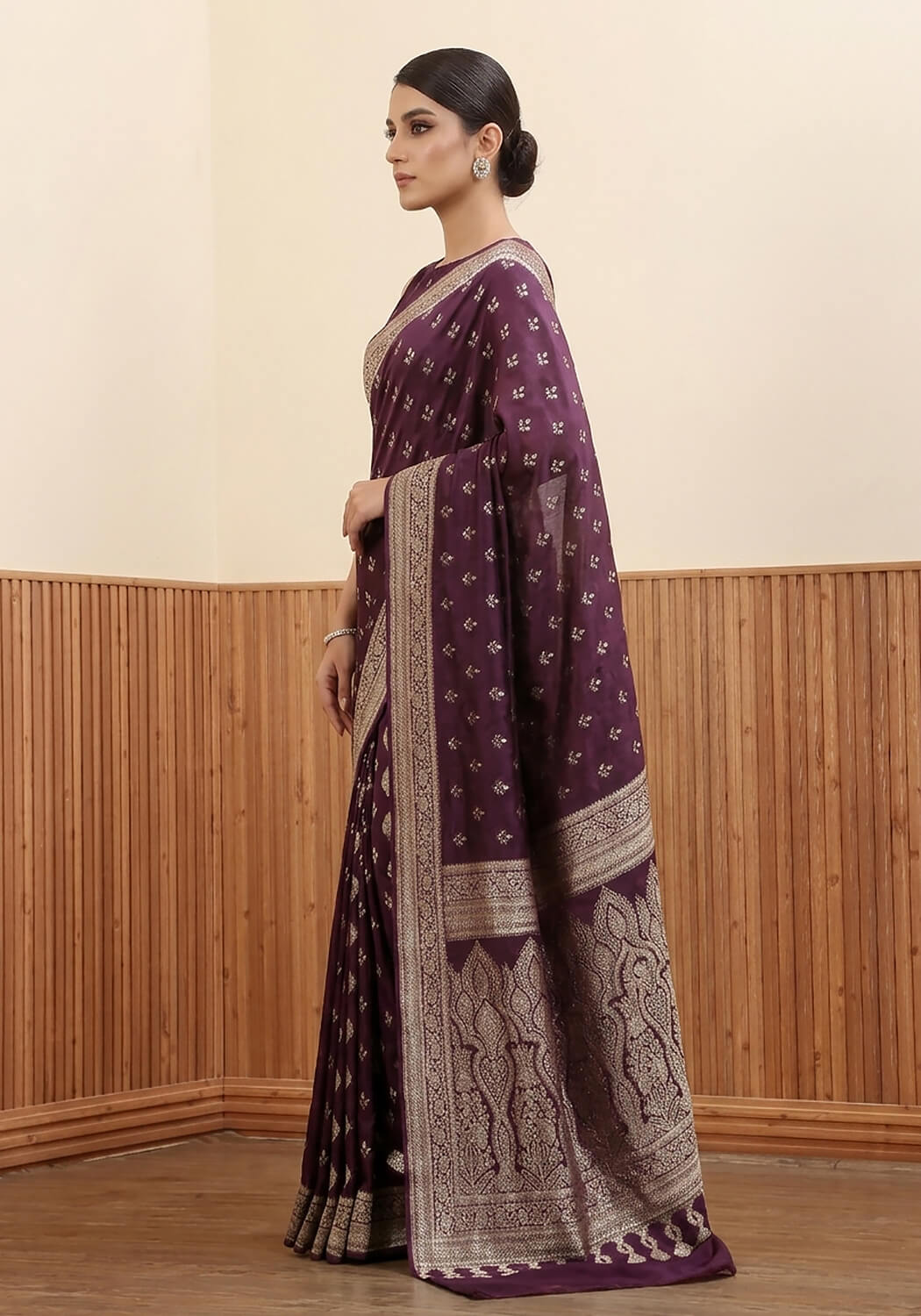 Silk Banarasi Saree - Plum