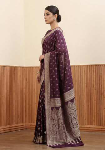 Silk Banarasi Saree - Plum