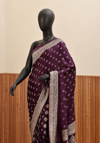 Silk Banarasi Saree - Plum