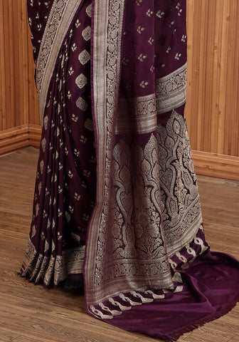 Silk Banarasi Saree - Plum