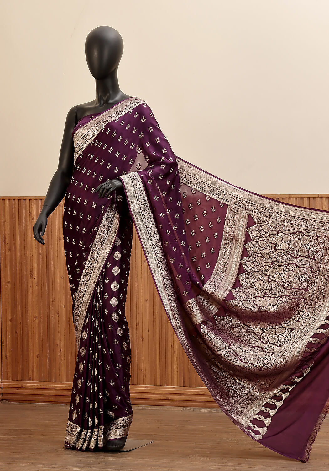 Silk Banarasi Saree - Plum