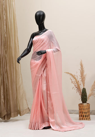 Stone Work Saree - Pastel Peach