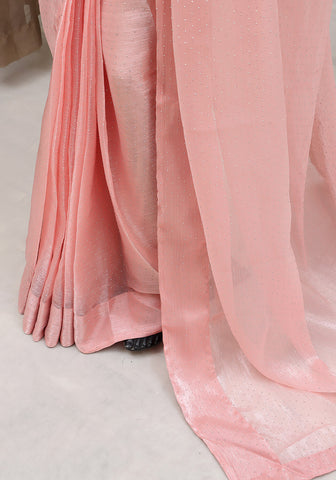 Stone Work Saree - Pastel Peach