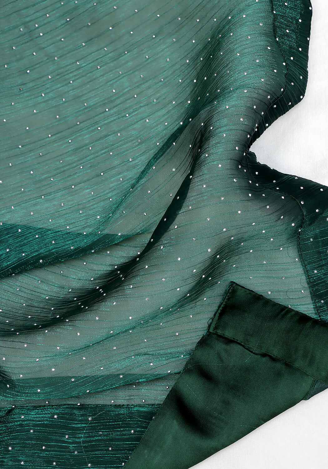 Stone Work Saree - Emerald Green