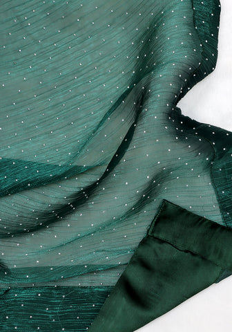 Stone Work Saree - Emerald Green