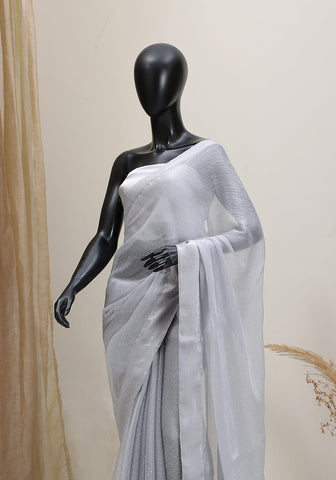 Stone Work Saree - Ash Grey