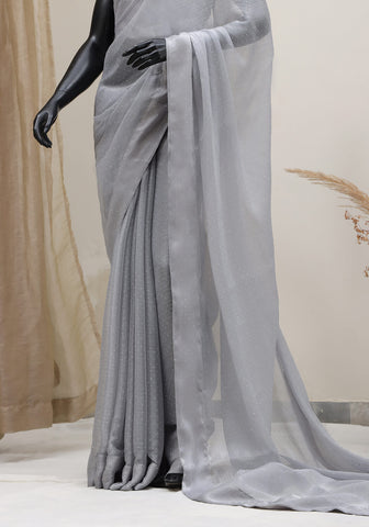 Stone Work Saree - Ash Grey