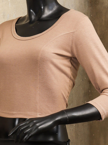 Cotton Lycra Blouse - Coffee Cream (3 Quarter)