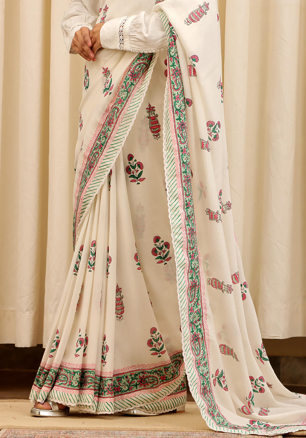 Hand Block Printed - Off White