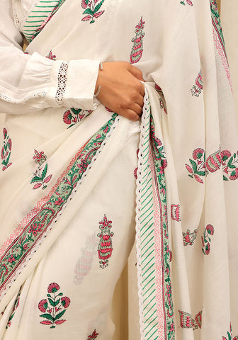 Hand Block Printed - Off White