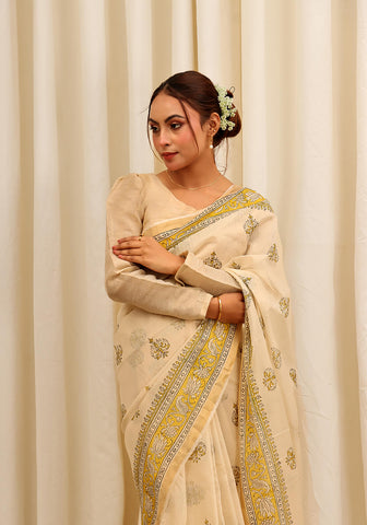 Hand Block Printed - Beige