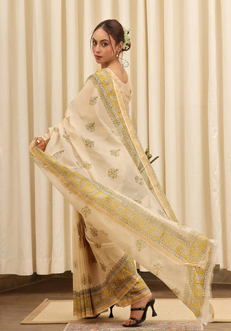 Hand Block Printed - Beige