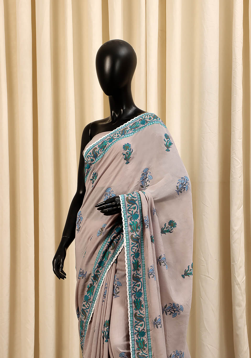 Hand Block Printed - Ash Gray