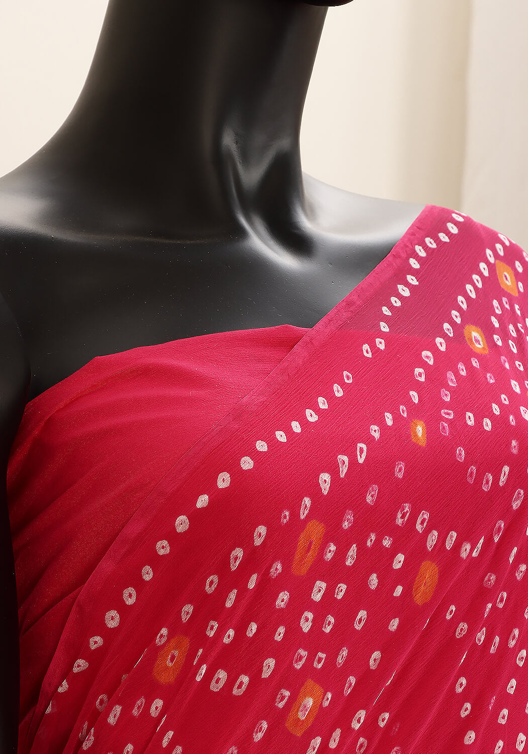 Chiffon Chunri Saree - Pink & Lime