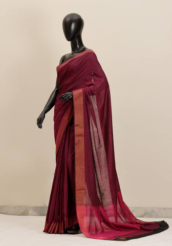 Striped Saree - Pink & Black