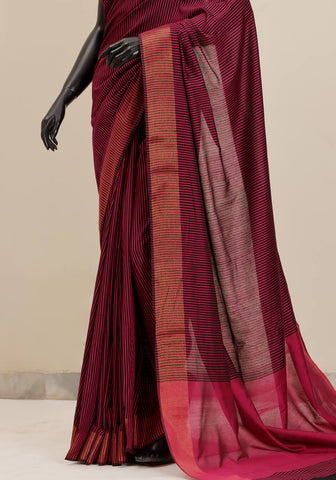 Striped Saree - Pink & Black