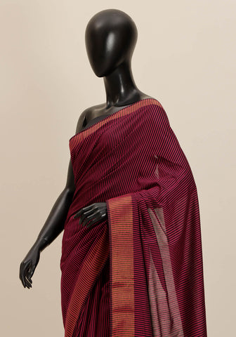 Striped Saree - Pink & Black