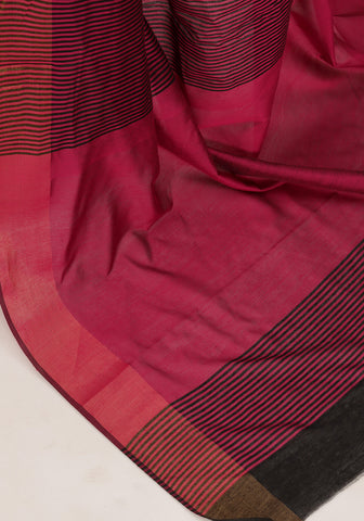 Striped Saree - Pink & Black