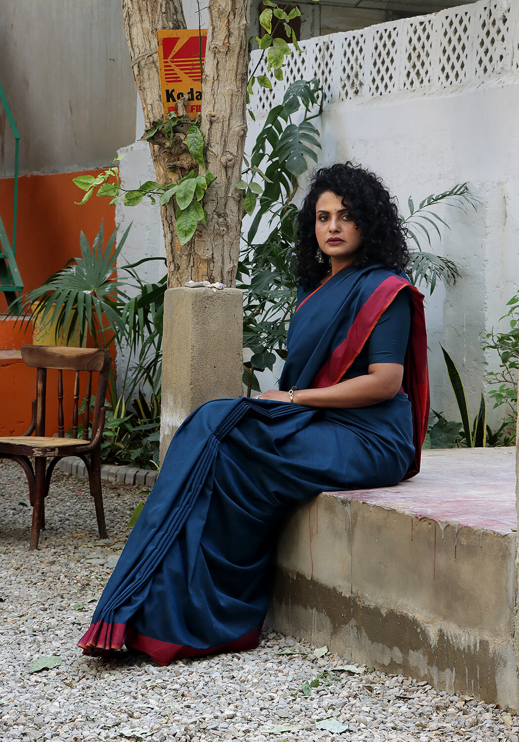 Cotton Silk Saree - Teal Blue