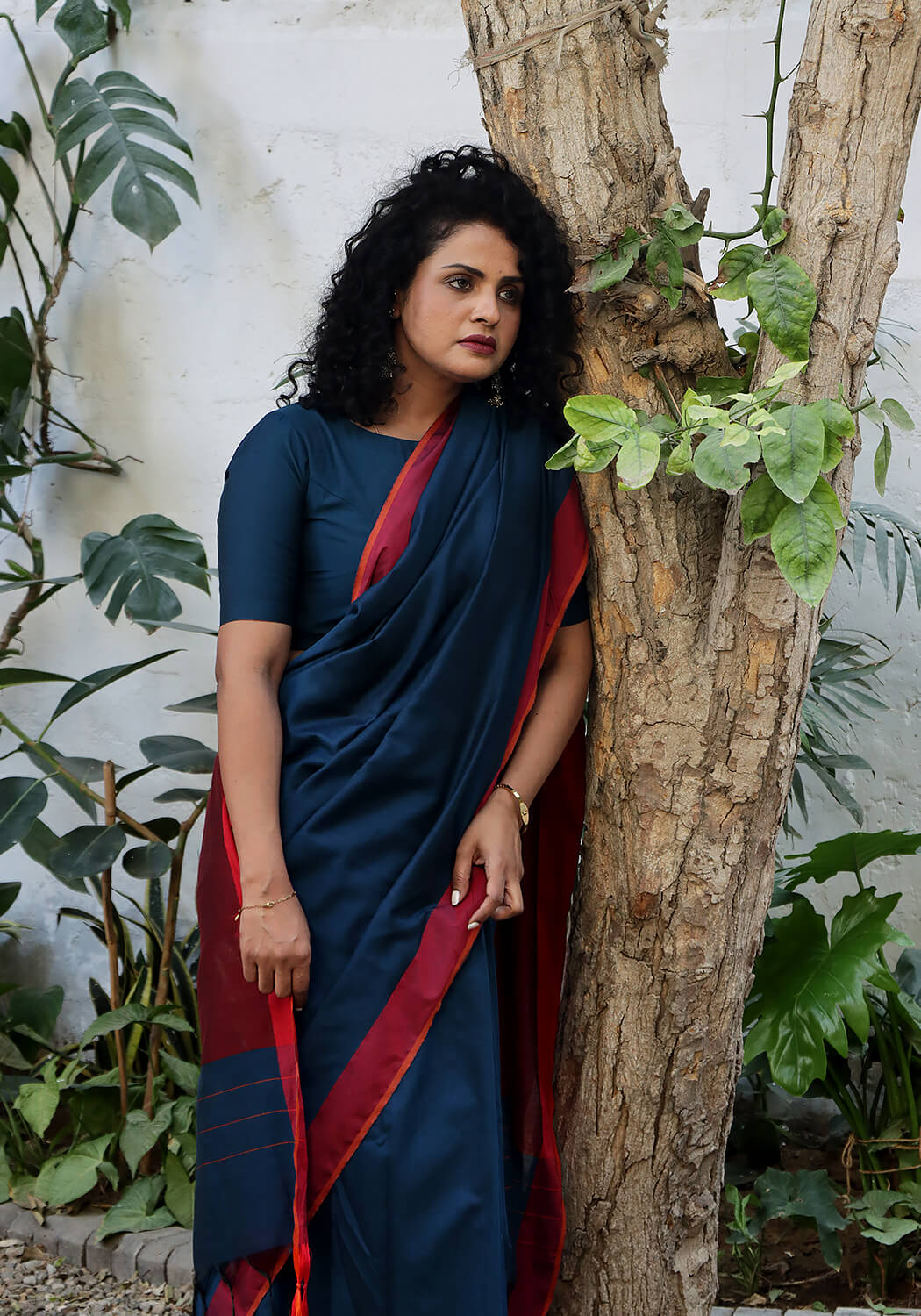 Cotton Silk Saree - Teal Blue