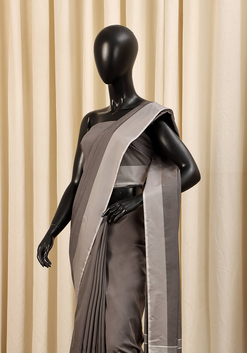 Cotton Silk Saree – Smoke Grey