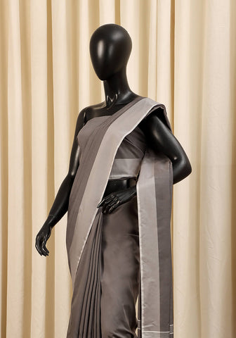 Cotton Silk Saree – Smoke Grey