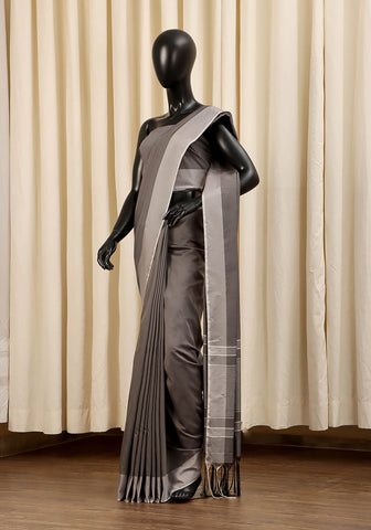 Cotton Silk Saree – Smoke Grey