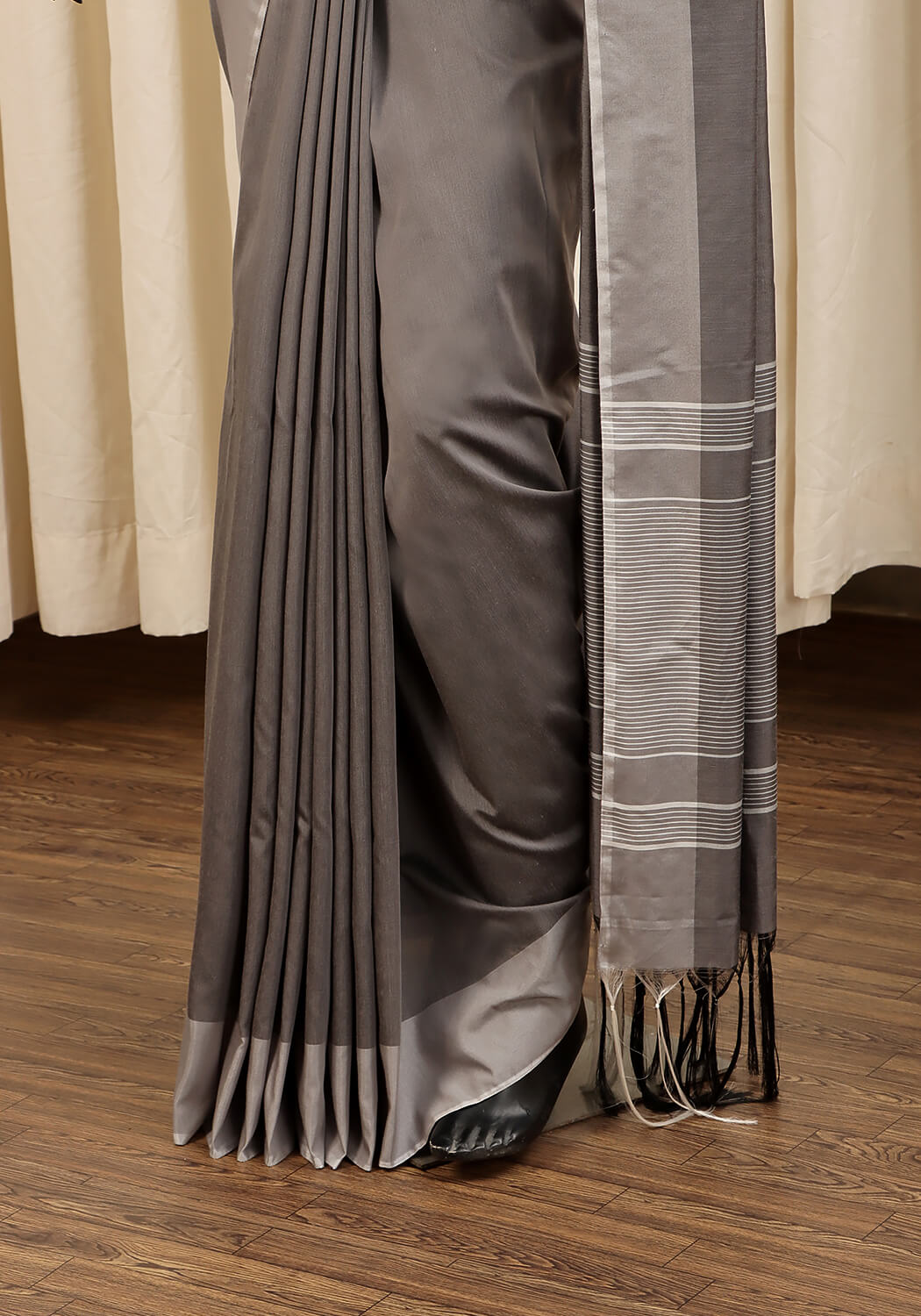 Cotton Silk Saree – Smoke Grey