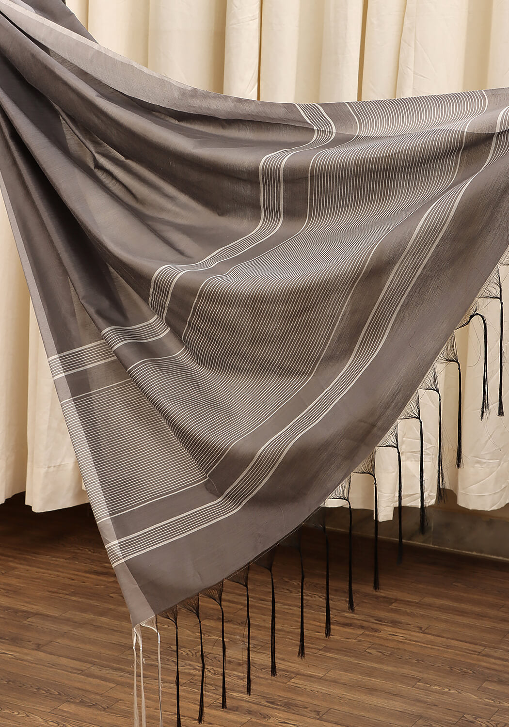 Cotton Silk Saree – Smoke Grey