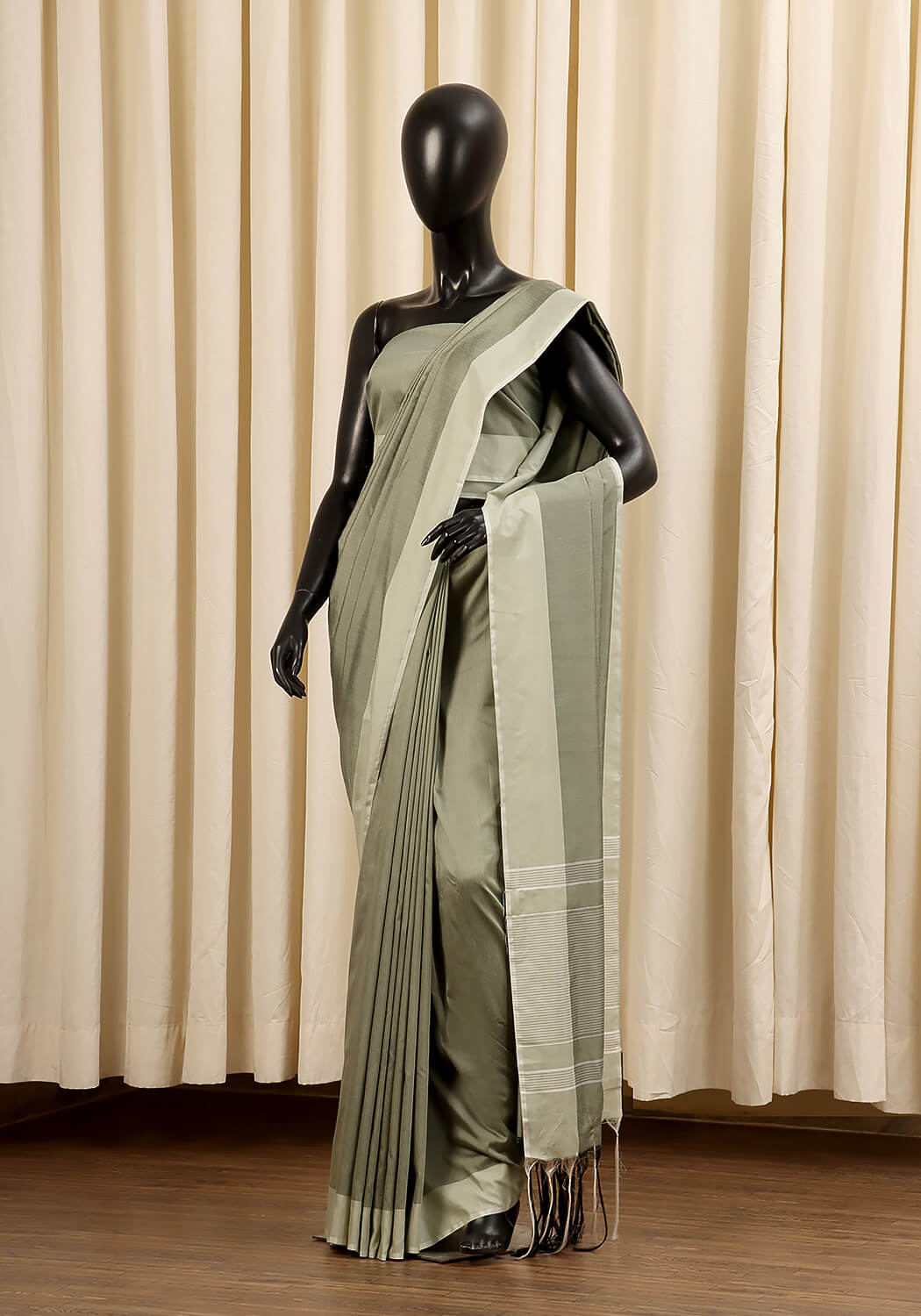 Cotton Silk Saree – Sage Green