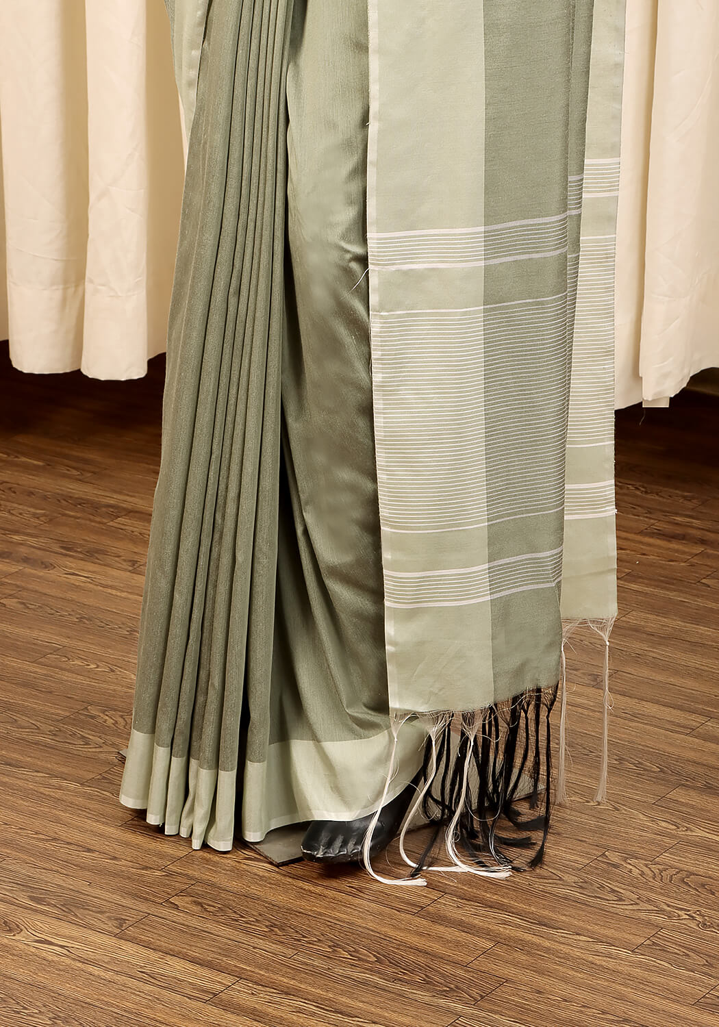 Cotton Silk Saree – Sage Green