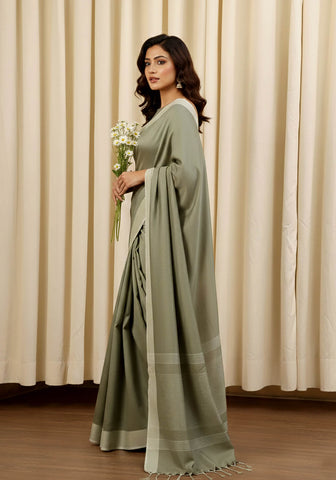 Cotton Silk Saree – Sage Green