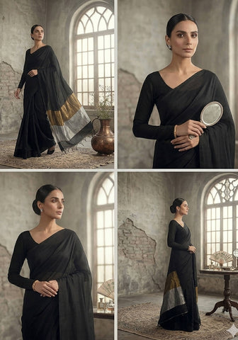 Premium Cotton Silk – Black with Copper