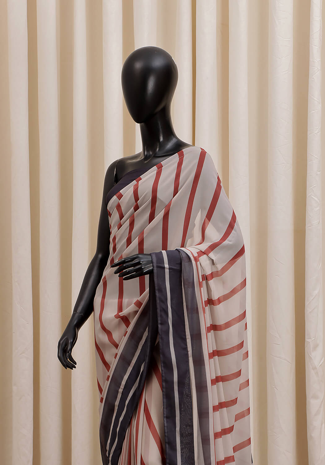 Chiffon Digital Printed - Maroon & Black