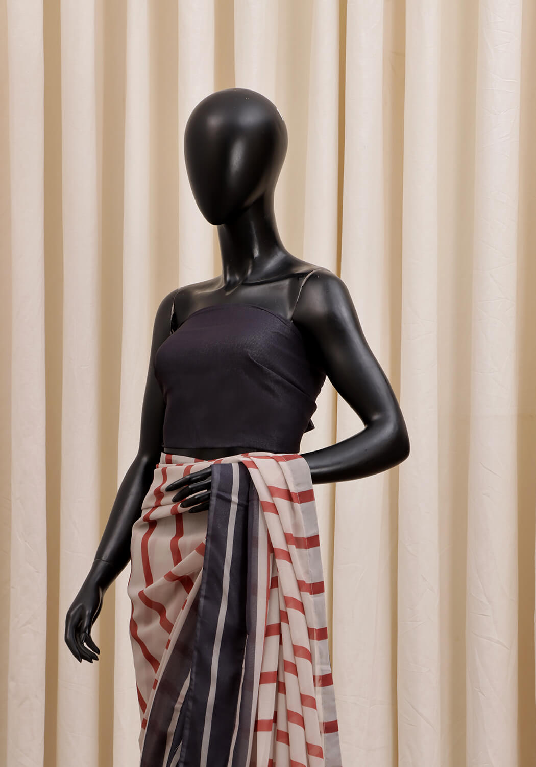 Chiffon Digital Printed - Maroon & Black