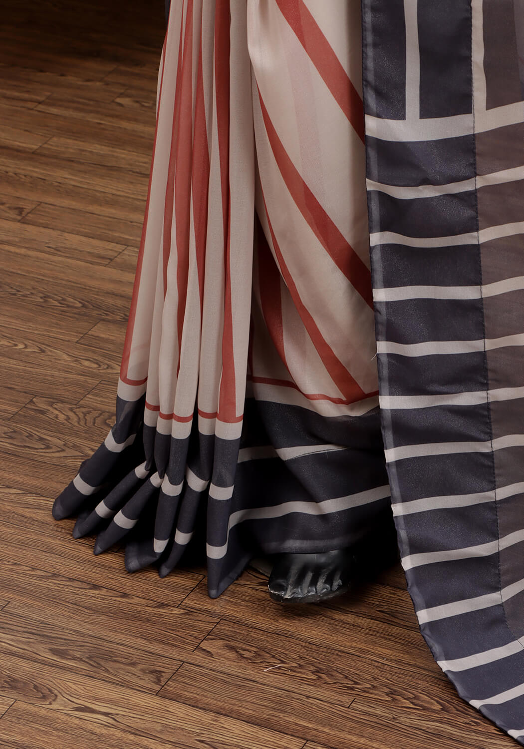 Chiffon Digital Printed - Maroon & Black