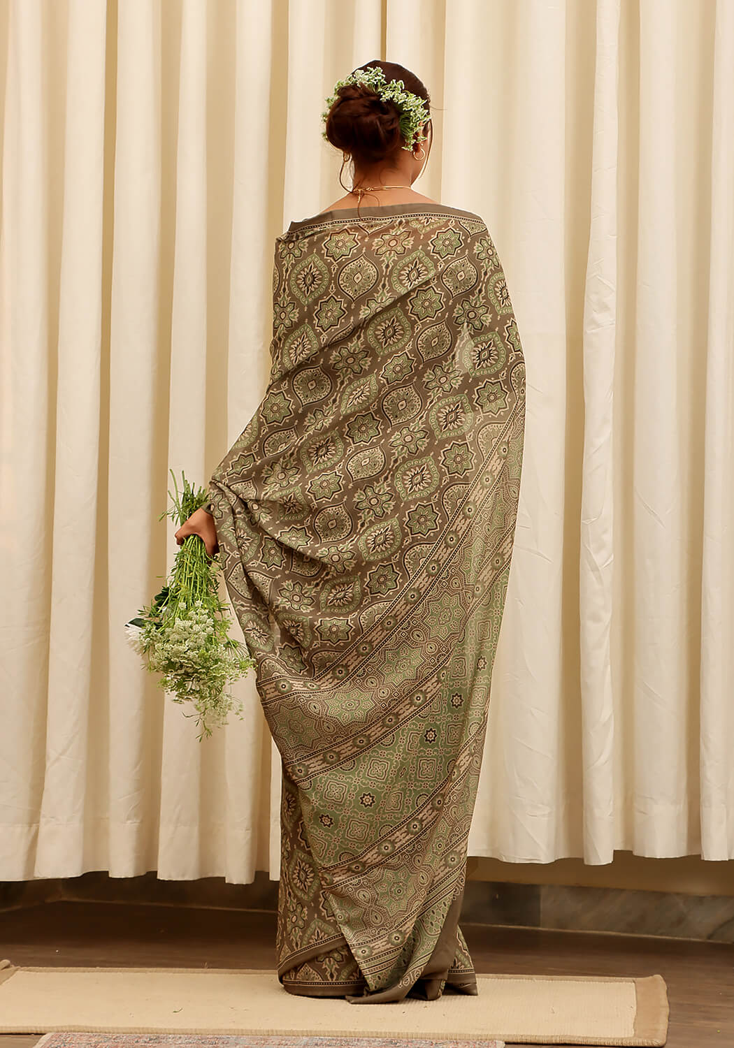 Chiffon Digital Printed - Olive & Brown