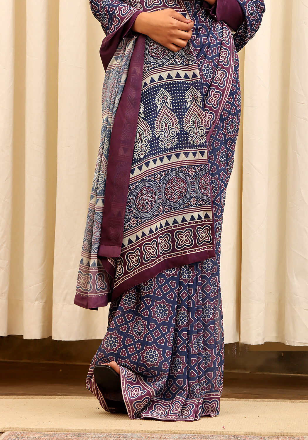 Chiffon Digital Printed - Navy Blue & Purple