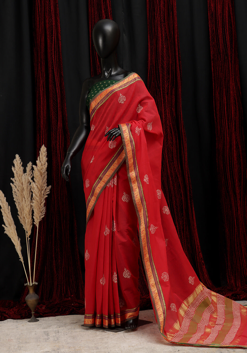 Pure Cotton Saree -  Red