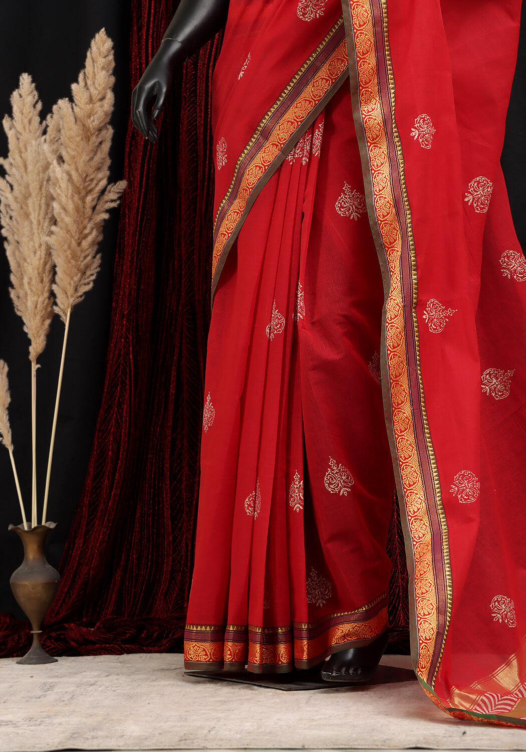 Pure Cotton Saree -  Red