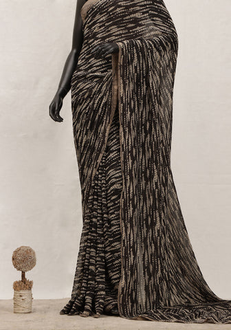 Chiffon Printed - Black & Beige