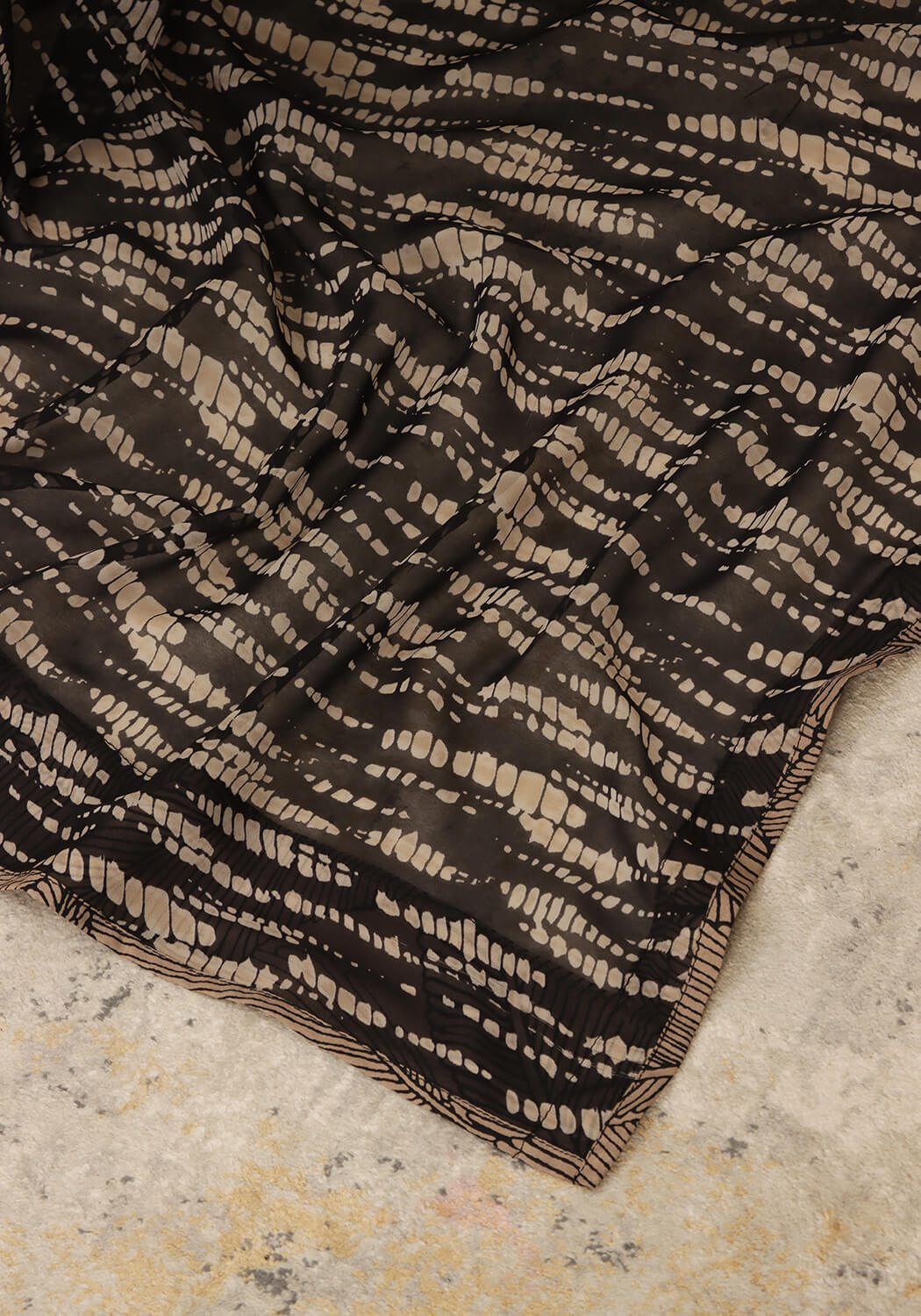 Chiffon Printed - Black & Beige